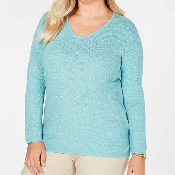 NWT Karen Scott Plus Size Cotton Marled-Knit Tunic - Picture 6 of 7